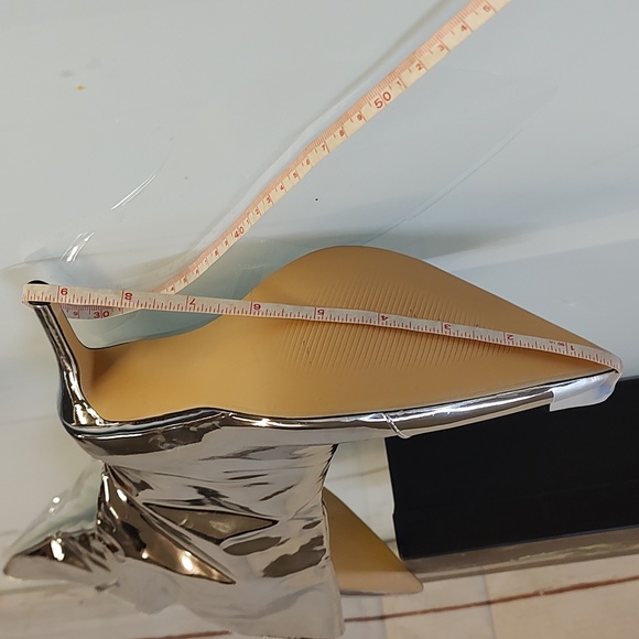 Arqa Silver Knee High Sexy Pointed Toe Boots Size 8 - Picture 13 of 15